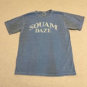 Comfort Colors Squam Daze Graphic T-Shirt Mens‎ Medium Blue Cotton Short Sleeve